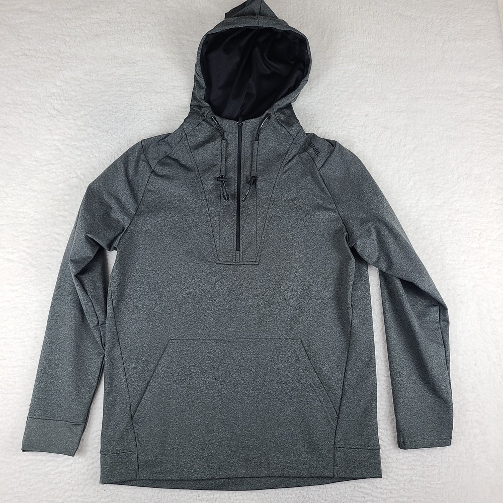 UNRL Hoodie Mens Medium Dark Gray Quarter Zip Sweater Activewear Tech